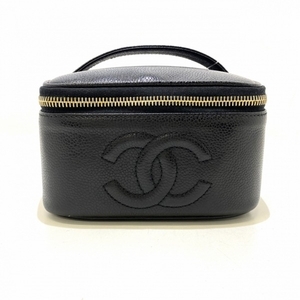 シャネル CHANEL バニティバッグ - キャビアスキン 黒 ゴールド金具 4番台 バッグ