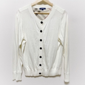  Burberry London Burberry LONDON cardigan size 4 XL - ivory × beige lady's long sleeve / check pattern tops 