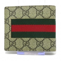 グッチ GUCCI 2つ折り財布/ミニ/コンパクト 408826 GGスプリーム シェリー(ウェブ) PVC(塩化ビニール)×コットン 美品 財布_画像2