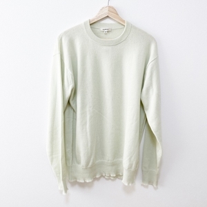 bla mink BLAMINK long sleeve sweater / knitted size 48 XL - light green lady's crew neck / cashmere tops 