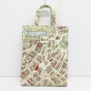  Harrods HARRODS tote bag - coating canvas beige × red × multi bag 