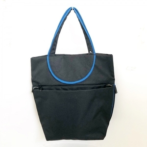 カンペール CAMPER トートバッグ - 化学繊維 黒×ブルー バッグ