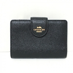 コーチ COACH 2つ折り財布/ミニ/コンパクト 6390 ミディアム コーナー ジップ ウォレット レザー 黒 財布