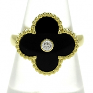  polished # Van Cleef & Arpels VanCleef & Arpels ring 52 VCARA41054 Vintage aru handle blaK18YG× diamond × onyx 