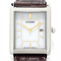CITIZEN(シチズン) 腕時計 エコドライブ E011-S05490 メンズ スクエア/型押し 白_画像1