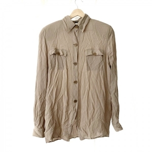 joru geo Armani GIORGIOARMANI рубашка с длинным рукавом блуза размер 40 M - бежевый женский шелк / полоса / плечо накладка tops 