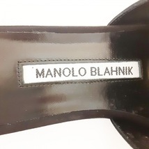 マノロブラニク MANOLO BLAHNIK ミュール 35 マルタニュー レザー×化学繊維 黒 レディース ビジュー 美品 靴_画像5