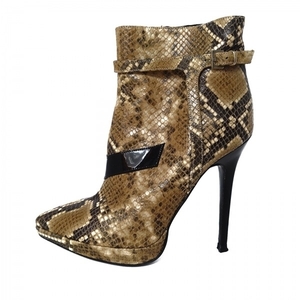  Just kavaliJUST cavalli short boots 37 - leather light yellow × black × multi lady's python print / type pushed . processing shoes 