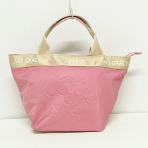 エムズグレイシー M'S GRACY ハンドバッグ - 化学繊維 ピンク×ベージュ フラワー(花) バッグ