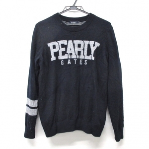 パーリーゲイツ PEARLY GATES 長袖セーター/ニット サイズ4 XL - ネイビー×グレー メンズ カシミヤ トップス