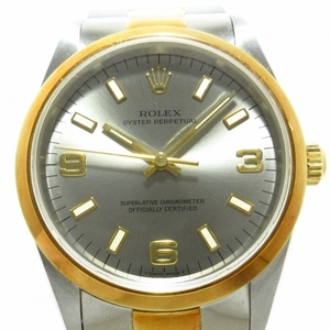 ROLEX(ロレックス) 腕時計 オイスターパーペチュアル 14203 メンズ SS×K18YG/11コマ+余り2コマ(フルコマ) グレー