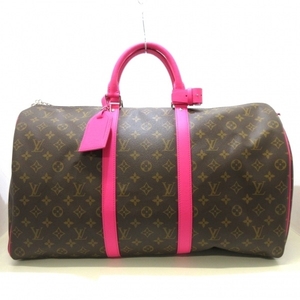 ルイヴィトン LOUIS VUITTON ボストンバッグ M46773 キーポルバンドリエール50 モノグラム・マカサー キャンバス フューシャ RFID済み 美品