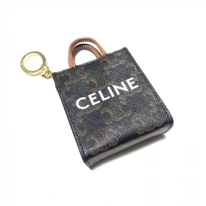 セリーヌ CELINE キーホルダー(チャーム) 10I492CZ1.04LU マイクロ バーティカルカバ トリオンフキャンバス×カーフスキン タン 美品