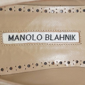 マノロブラニク MANOLO BLAHNIK パンプス 35 1/2 - スエード×レザー ベージュ×黒 レディース 靴の画像5