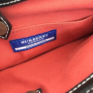 バーバリーブルーレーベル Burberry Blue Label トートバッグ - ウール×レザー レッド×ダークブラウン×マルチ マチなし/チェック柄の画像8