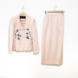 miz Ray koMS.REIKO skirt setup - Pink Lady -s shoulder pad / embroidery / flower ( flower ) lady's suit 