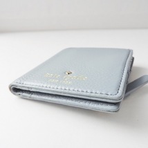 ケイトスペード Kate spade 2つ折り財布/ミニ/コンパクト PWRU3310 - レザー ライトブルーグレー パスケース付 美品 財布_画像7