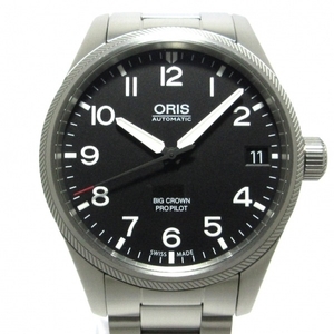 ORIS(オリス) 腕時計■美品 ビッグクラウン プロパイロット デイト 01 751 7697 4164 メンズ SS/裏スケ 黒