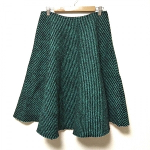  Prada PRADA long skirt size 42 M - green × black lady's stripe bottoms 