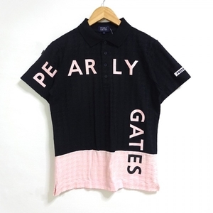 パーリーゲイツ PEARLY GATES 半袖ポロシャツ サイズ5 XL - 黒×ピンク メンズ トップス
