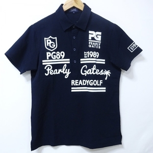 パーリーゲイツ PEARLY GATES 半袖カットソー サイズ5 XL - ダークネイビー メンズ レギュラーカラー トップス