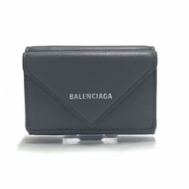 バレンシアガ BALENCIAGA 3つ折り財布/ミニ/コンパクト 391446 ペーパーミニウォレット レザー ダークグレー 財布_画像1