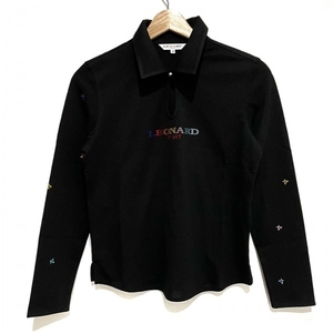 re owner -ru sport LEONARD SPORT polo-shirt with long sleeves size 38 M - black lady's rhinestone / embroidery tops 