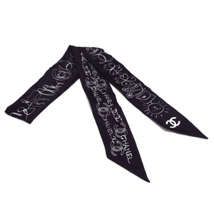 シャネル CHANEL - 黒×白 リボンスカーフ/ココマーク スカーフ