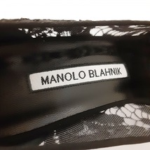 マノロブラニク MANOLO BLAHNIK パンプス 37 1/2 ハンギシ 化学繊維 黒 レディース レース/ビジュー 美品 靴_画像5