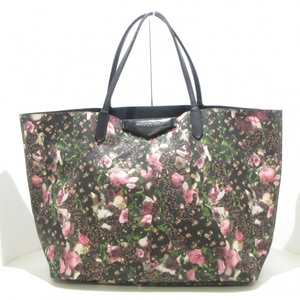 ジバンシー GIVENCHY トートバッグ アンティゴナ PVC(塩化ビニール)×レザー 黒×ピンク×グリーン 花柄 バッグ