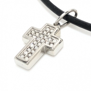 Folli Follie FolliFollie necklace leather × metal material black × silver accessory ( neck )