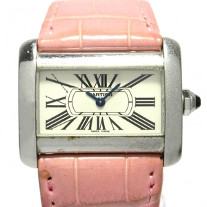 Cartier Watch Mini Tank Divan W6300255 Ladies SS x Alligator Belt Belt Ivory.