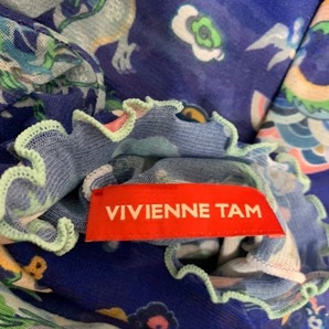 ヴィヴィアンタム VIVIENNE TAM 長袖カットソー サイズ40 M - ネイビー×グリーン×マルチ レディース ハイネック/ドラゴン(龍)/フリルの画像3