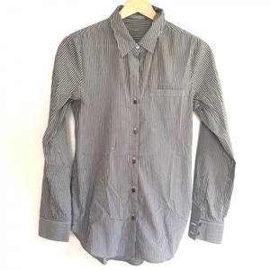  theory ryukstheory luxe long sleeve shirt blouse size 38 M - gray × white × light blue lady's stripe tops 