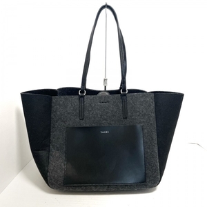 ya-kiYAHKI tote bag - wool × leather gray × black bag 
