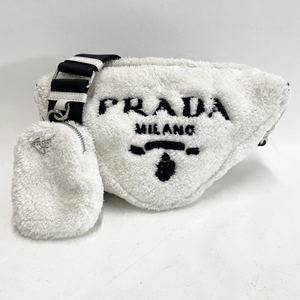 プラダ PRADA ショルダーバッグ 1BH190 テリー パイル 白×黒 ストラップ着脱可/ミニバッグ バッグ