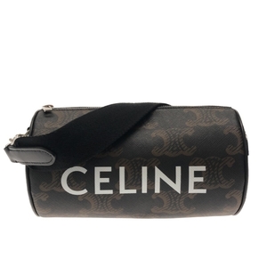 セリーヌ CELINE ショルダーバッグ シリンダーバッグ/トリオンフキャンバス PVC(塩化ビニール)×レザー 黒×ブラウン×白 美品 バッグ