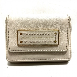 マークバイマークジェイコブス MARC BY MARC JACOBS Wホック財布 レザー ベージュ ロゴプレート 財布