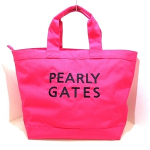 パーリーゲイツ PEARLY GATES ボストンバッグ - キャンバス ピンク×ブラック 本体ロックなし 美品 バッグ