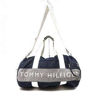 トミーヒルフィガー TOMMY HILFIGER ボストンバッグ - デニム×キャンバス ダークネイビー×白 本体ロックなし バッグ