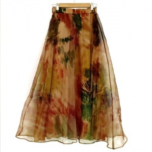 アメリ AMERI ロングスカート サイズM - ブラウン×マルチ レディース マキシ丈 美品 ボトムスの画像2