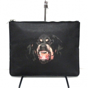 ジバンシー GIVENCHY クラッチバッグ - PVC(塩化ビニール) 黒 ロットワイラー/犬 バッグ