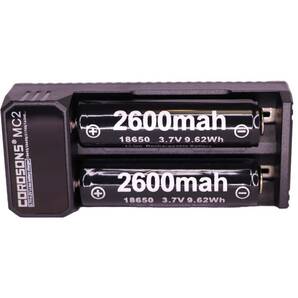 18650 リチウムイオン充電池 充電器 バッテリー PSE 保護回路 懐中電灯 ヘッドライト 電池2本 ＋ 充電器 04の画像2