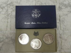 * America 1983 year Los Angeles Olympic memory silver coin 3 pieces set storage goods 1 jpy start *