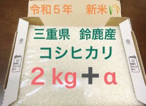 令和５年(2023年)収穫！コシヒカリ　精米済み　三重県鈴鹿産☆ ２kg＋α