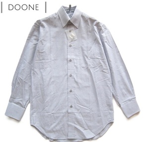 新品日本製!!ドォーネ DOONE*LEGGIUNO伊製生地 星総柄 隠しボタンダウンシャツ 実寸M グレー 定価1.5万