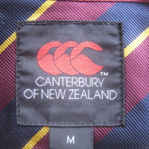 希少!!カンタベリー CANTERBURY*エンブレム・ロゴ刺繍＆ワッペン付き ボーダー柄長袖ラガーシャツ M 紺×ワイン×白×黄の画像4