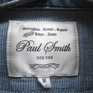 極上日本製!!ポールスミス レッドイヤー Paul Smith RED EAR*リメイク加工 インディゴデニムボタンダウンシャツ M 紺 ネイビーの画像4