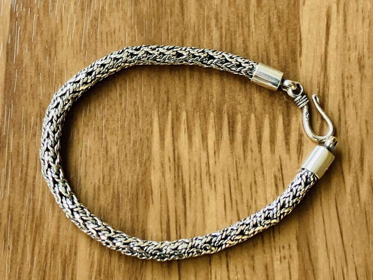 Bracelet 925 Silver Bali Chain Silversmith Handmade Braided SILVER Sterling Silver Men's, bracelet, bangle, bracelet, silver