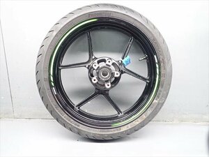 β240325-4 カワサキ ZX-6R ZX6R NINJA ZX636G (R4年式) フロントホイール 振れ有り！リム打ち有り！タイヤ付き 4分山残！